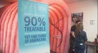 13-foot inflatable colon on display: Colon Cancer Awareness Month
