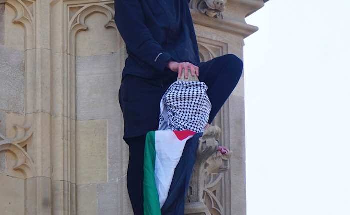 A man with a Palestinian flag who climbed London's Big Ben tower is arrested