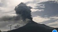 Volcanic ash caused by an eruption of Mount Lewotobi on the southeastern part of the remote island of Flores, Indonesia.