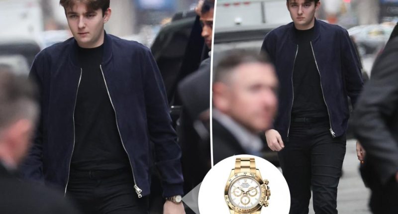 Barron Trump flashes nearly $50K Rolex at Trump Tower with mom Melania