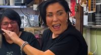 EastEnders star Jessie Wallace pours coffees at famous London cafe
