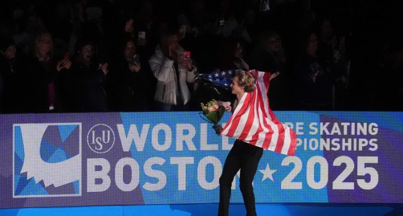 Figure skater who lost both parents in DC plane crash brings world championships crowd to its feet