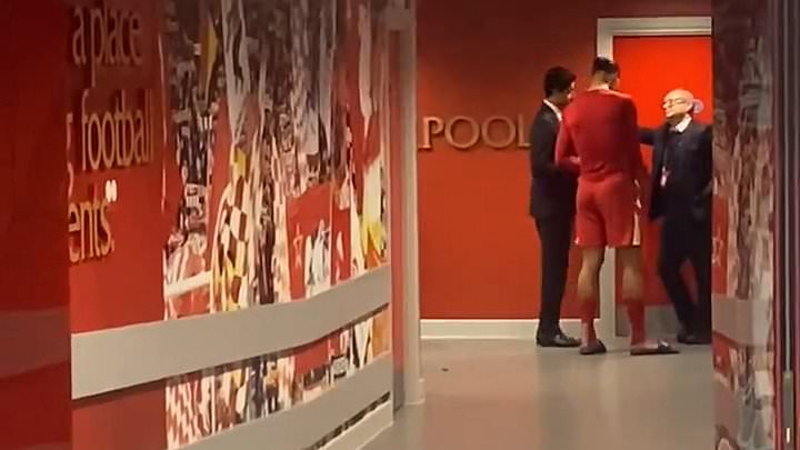 Footage shows Virgil van Dijk speaking with PSG chiefs after Liverpool's Champions League exit - worrying Reds fans as defender heads into final three months of his deal