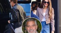 George Clooney trades his silver fox hair for new color while out to lunch with wife Amal
