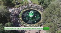 Greening of the Fountain draws dozens to kick off St. Patrick's Day festivities