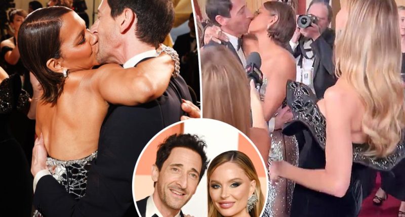How Adrien Brody’s girlfriend, Georgina Chapman, reacted to Halle Berry kissing actor on Oscars 2025 red carpet