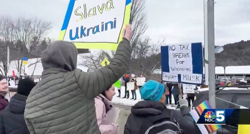 Hundreds of protesters descend on Vermont ski town to ambush JD Vance's family vacation