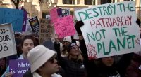International Women's Day march, rally, events held in Chicago; protesters downtown at Daley Plaza, Trump Tower