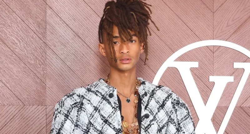 Jaden Smith Turns Heads in a Bold Gender-Fluid Tweed Blouse at Louis Vuitton Show
