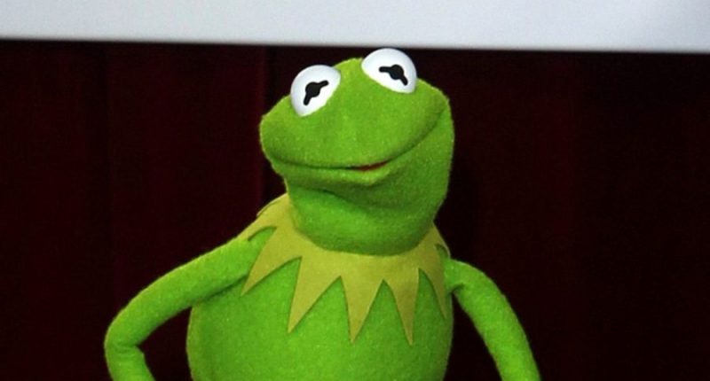 Kermit the frog speaks to an audience during the premier of the Muppet Movie in Sydney, Australia, Wednesday, Dec. 21, 2011.