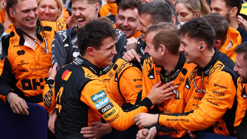 Lando Norris wins the Australian Grand Prix as rain bomb wreaks havoc on the opening F1 race of the season with SIX drivers crashing out