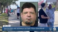 Man tries to mow down people protesting Tesla, Trump: Cops