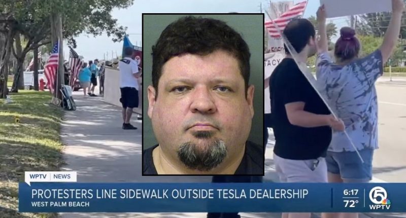 Man tries to mow down people protesting Tesla, Trump: Cops