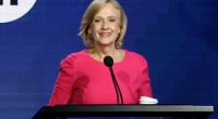 FILE - PBS President and CEO Paula Kerger speaks during the PBS Executive Session at the Television Critics Association Winter Press Tour on Feb. 2, 2019, in Pasadena, Calif. (Photo by Willy Sanjuan/Invision/AP, File)