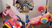 Patrick and Brittany Mahomes’ daughter Sterling, 4, works out with toy treadmill and foam weights