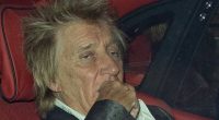 Tired Sir Rod Stewart heads home in his Rolls-Royce