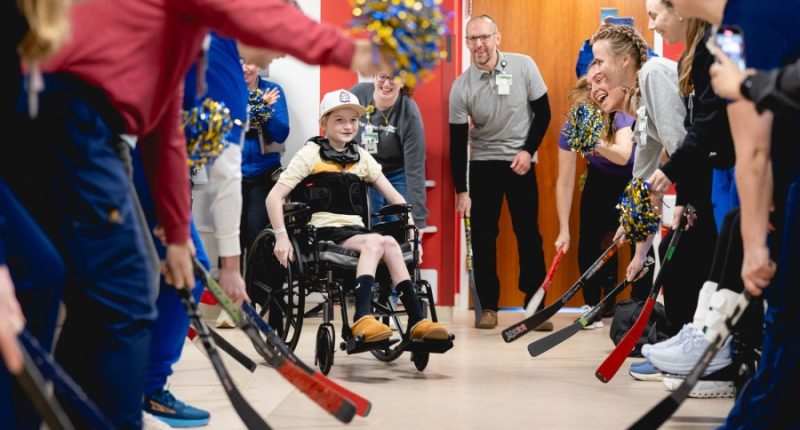 Mason Madden leaves Mary Free Bed on March 21, 2025. (Courtesy Mary Free Bed)