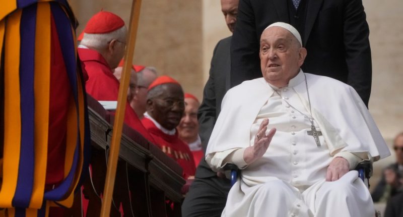 Convalescing Pope Francis opens Holy Week with in-person greeting in St. Peter's Square