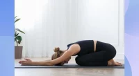 blonde woman doing child