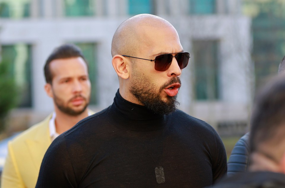 Andrew Tate at a hearing in Bucharest.