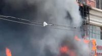 Restaurant engulfed in flames.