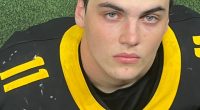 Teen athlete Austin Metcalf in a black and gold jersey.