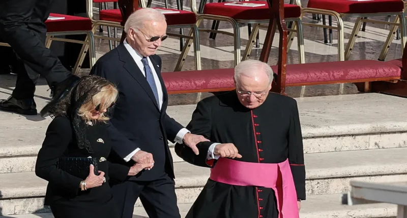 Biden relegated to back of world leaders section at pope's funeral: 'No longer part of cool kids club'