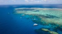 Aerial view of the Great Barrier Reef.