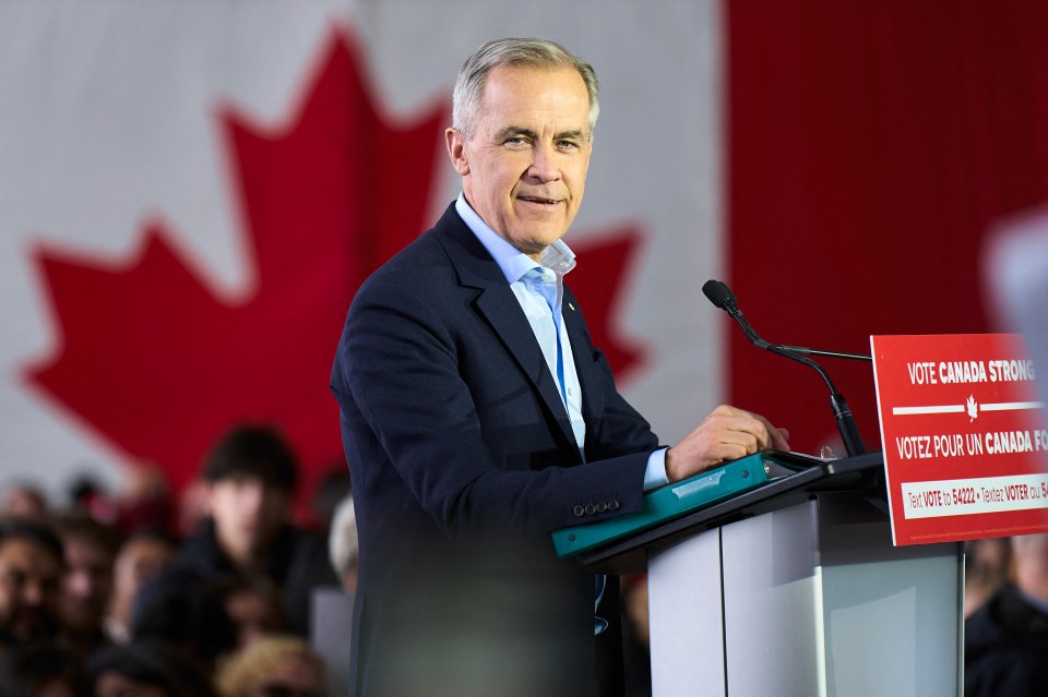 Mark Carney speaking at a campaign rally.