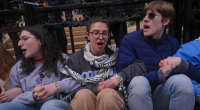 Columbia University students chain themselves to gate in protest of Mahmoud Khalil's detention by ICE