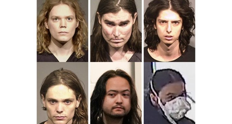 Collage of mugshots and surveillance images of Jack LaSota's associates.