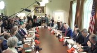 President Trump leading a cabinet meeting in the White House.