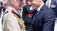 King Charles III and Emmanuel Macron at a D-Day commemorative event.