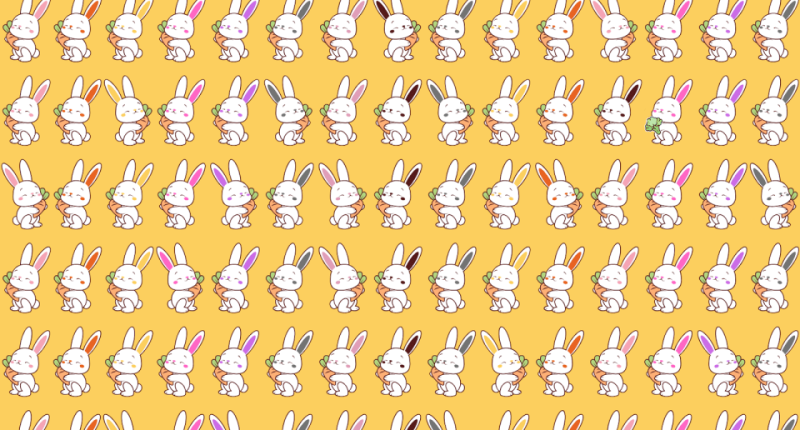 Illustration of bunnies holding carrots; can you spot the cabbage?