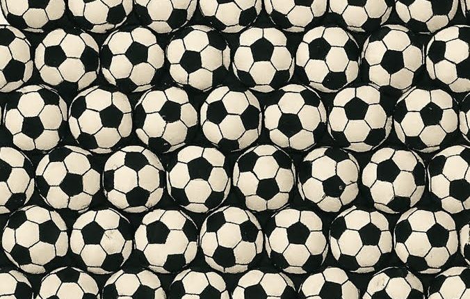 Illustration of many footballs, one of which is different.