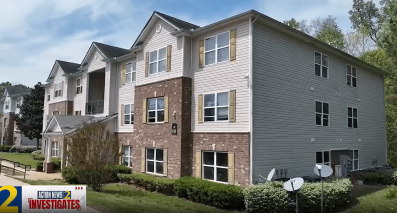 Apartment building exterior.