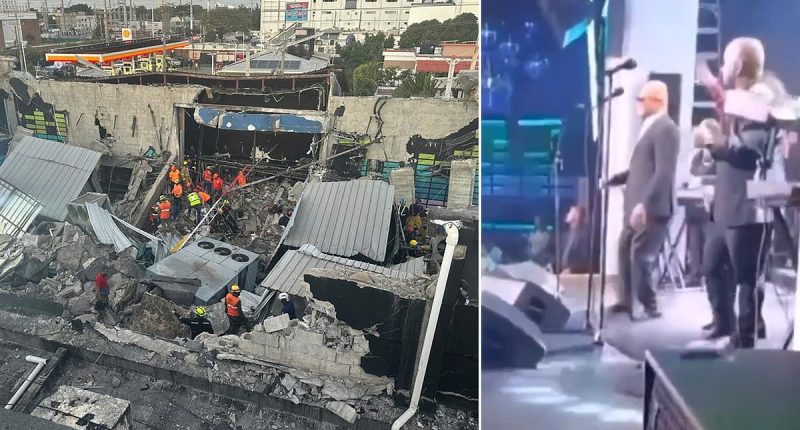 Horrific moment nightclub ceiling collapsed on singer now missing