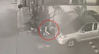 Security camera footage of a woman abandoning a newborn baby.