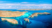 Aerial view of Comino Island, Malta.