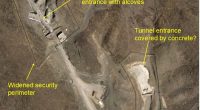 Aerial view of widened security perimeter around Iranian nuclear facility.