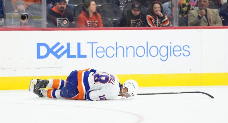 Islanders winger Pierre Engvall seemingly escapes catastrophic injury