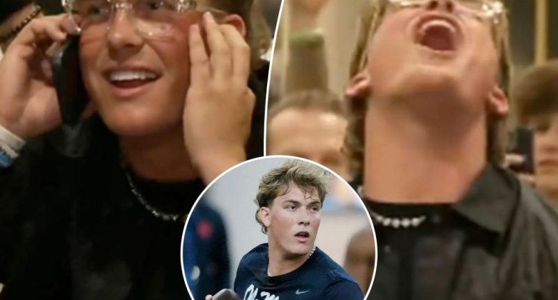 Jaxson Dart celebrates Giants pick in jubilant NFL draft scene