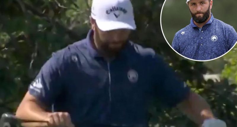 Jon Rahm nearly snaps club during frustrating first round at Masters