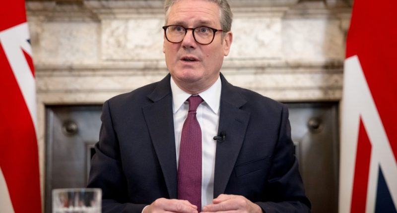 Keir Starmer, Prime Minister of the United Kingdom, at a roundtable meeting.