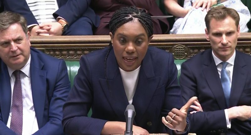 Kemi Badenoch speaking at Prime Minister's Questions in the House of Commons.