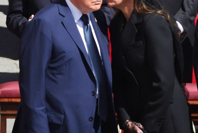 Donald and Melania Trump at Pope Francis' funeral.