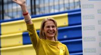 Wera Hobhouse celebrating her election win in Bath, England.