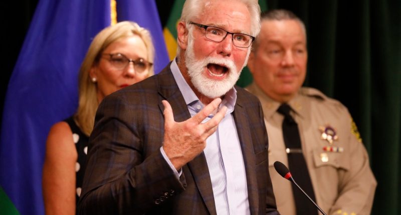 Lancaster Mayor Rex Parris speaking at a press conference.