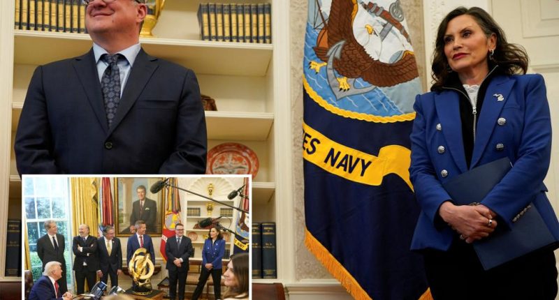 Michigan Gov. Gretchen Whitmer hid face behind binders during Trump Oval Office press conference