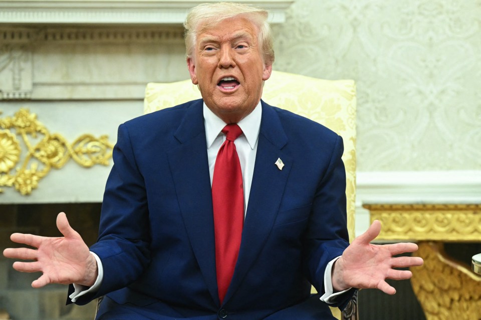 President Donald Trump speaking during a meeting.